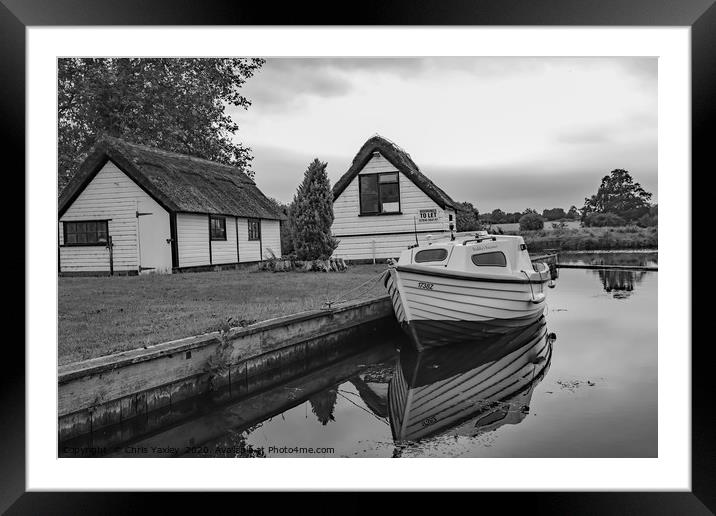 Boat and boat house on the River Bure Framed Mounted Print by Chris Yaxley