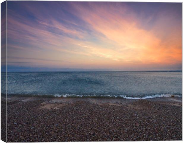 Sunrise at Budleigh Salterton Beach Devon Canvas Print by Jonathan Aloia