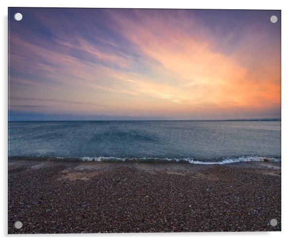 Sunrise at Budleigh Salterton Beach Devon Acrylic by Jonathan Aloia