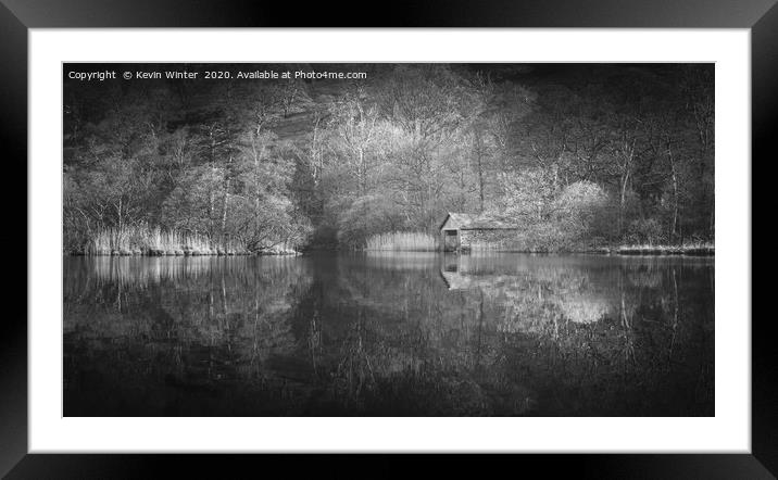 Rydal Boathouse Black & White Framed Mounted Print by Kevin Winter