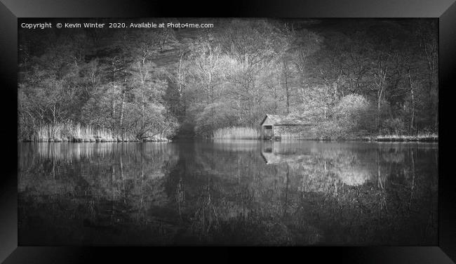 Rydal Boathouse Black & White Framed Print by Kevin Winter