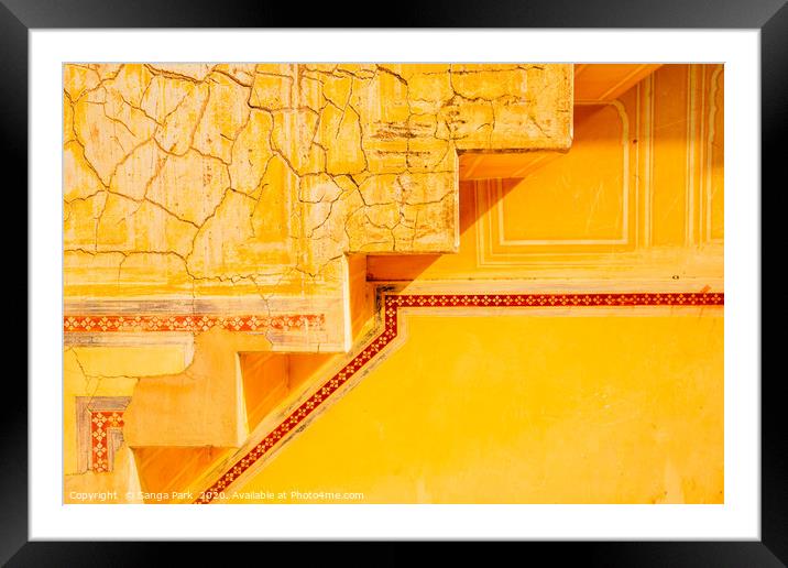 Yellow wall at Nahargarh Fort Framed Mounted Print by Sanga Park