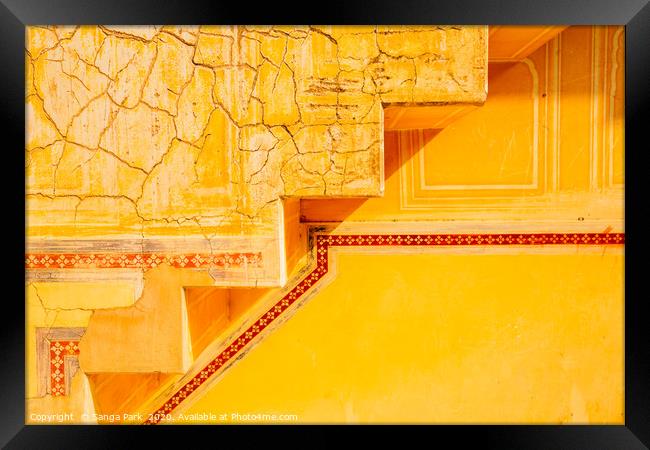 Yellow wall at Nahargarh Fort Framed Print by Sanga Park