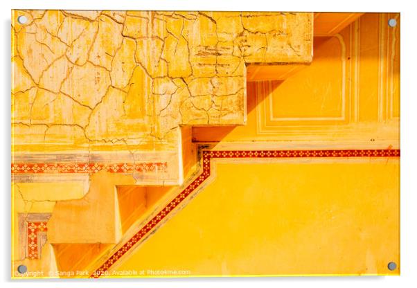 Yellow wall at Nahargarh Fort Acrylic by Sanga Park