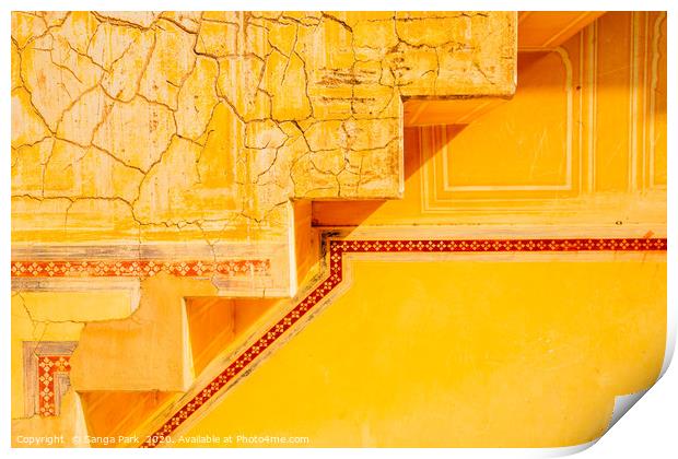 Yellow wall at Nahargarh Fort Print by Sanga Park