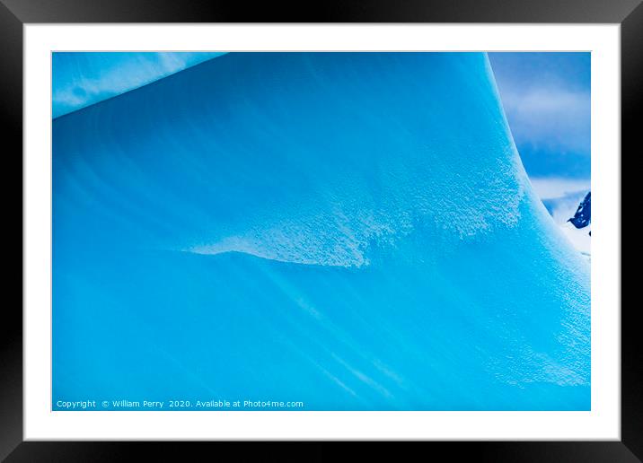 Blue Iceberg Closeup Abstract Background Mountain  Framed Mounted Print by William Perry