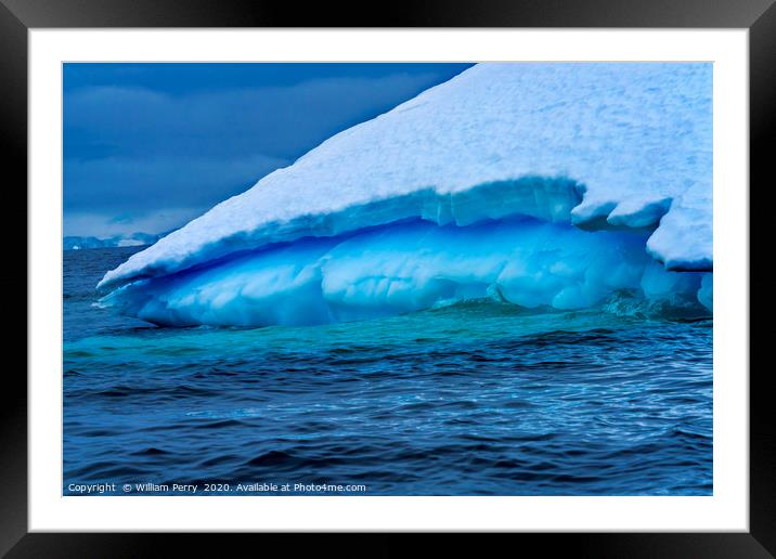Floating Blue Green Iceberg Antarctica Framed Mounted Print by William Perry
