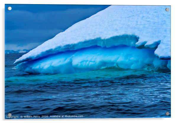 Floating Blue Green Iceberg Antarctica Acrylic by William Perry
