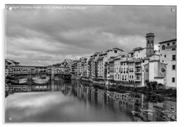  Ponte Vecchio Florence Monochrome  Acrylic by Diana Mower