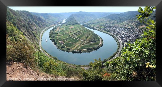 View over the bend of the river Moselle in Germany Framed Print by Lensw0rld 