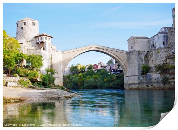 The famous Stari Most bridge in Mostar, Bosnia & H Print by Lensw0rld 