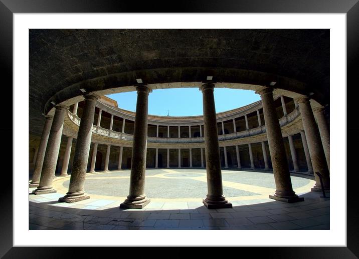 The palace of Charles 5th is a Rennnaisance buildi Framed Mounted Print by Jose Manuel Espigares Garc