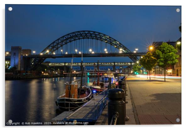 Tyne Bridge Twylight Acrylic by Rob Hawkins