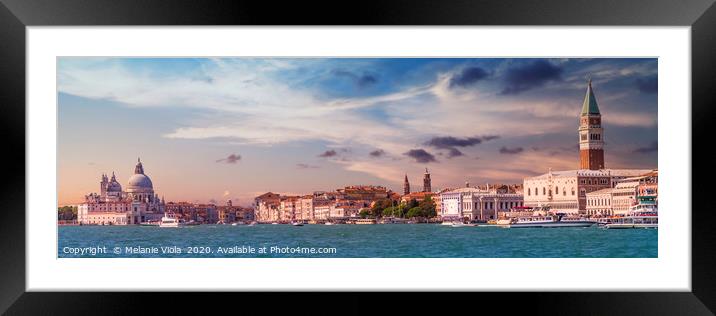 VENICE Idyllic evening impression | panoramic view Framed Mounted Print by Melanie Viola