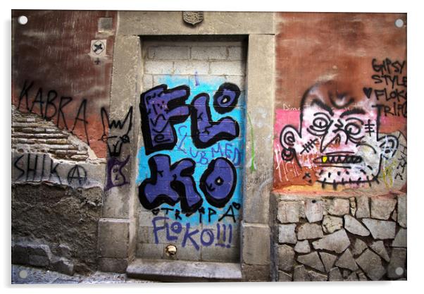 These are graffiti painted on the walls of the his Acrylic by Jose Manuel Espigares Garc