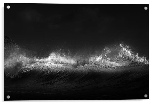 Breaking wave in monochrome Acrylic by Leighton Collins