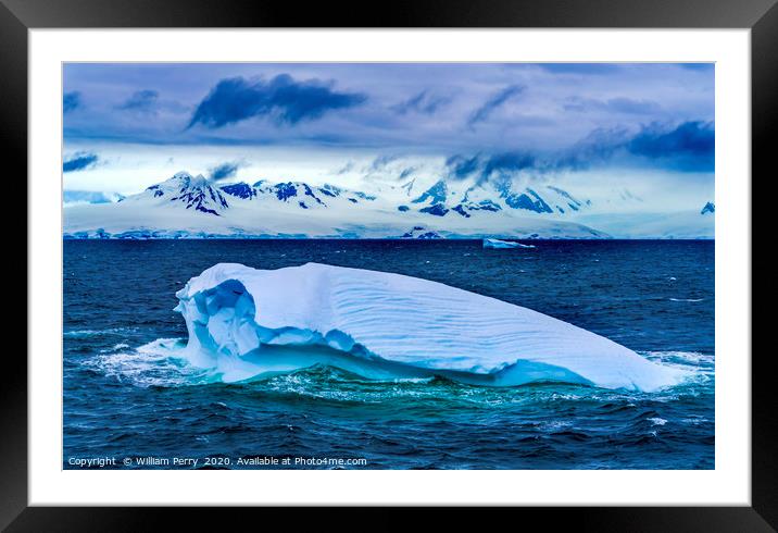 Blue Green Iceberg Antarctica Framed Mounted Print by William Perry