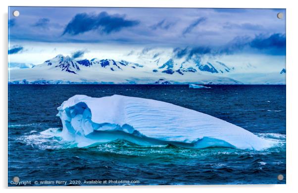 Blue Green Iceberg Antarctica Acrylic by William Perry