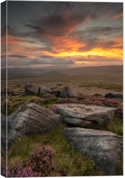 Stanage Edge Sunset Canvas Print by Paul Andrews