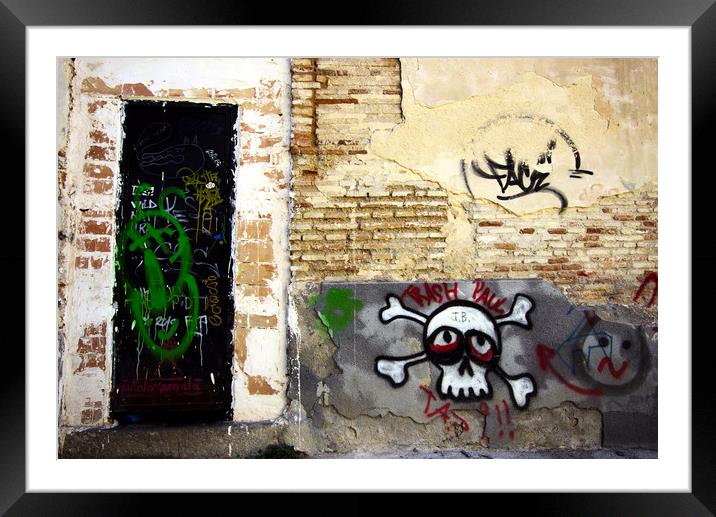 These are graffiti painted on the walls of the his Framed Mounted Print by Jose Manuel Espigares Garc