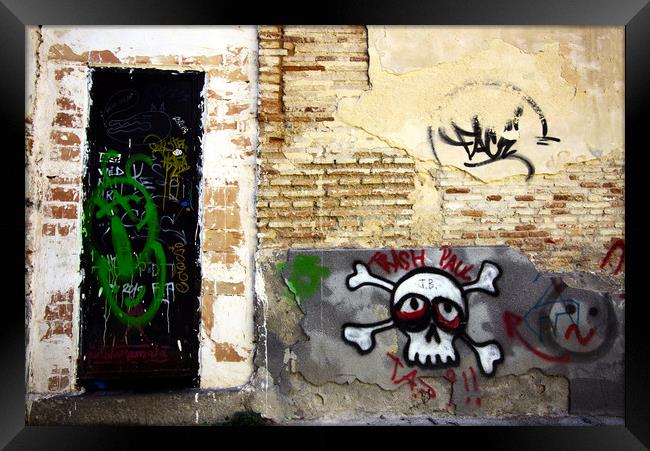 These are graffiti painted on the walls of the his Framed Print by Jose Manuel Espigares Garc
