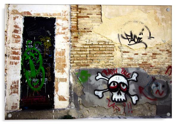 These are graffiti painted on the walls of the his Acrylic by Jose Manuel Espigares Garc