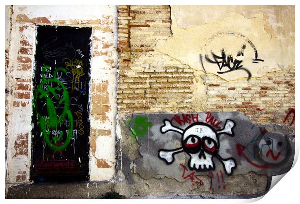These are graffiti painted on the walls of the his Print by Jose Manuel Espigares Garc