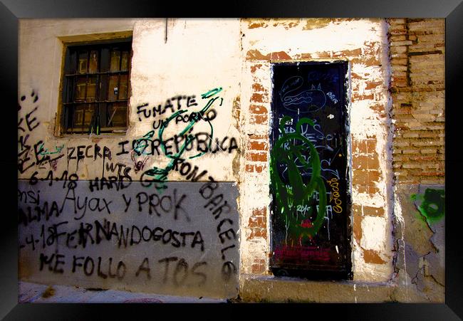 These are graffiti painted on the walls of the his Framed Print by Jose Manuel Espigares Garc