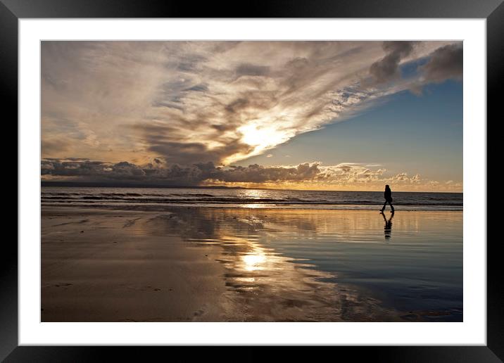 Sunsetting on Ogmore on sea beach Framed Mounted Print by Jenny Hibbert