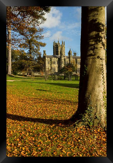 Margam Castle at autumn time Framed Print by Jenny Hibbert