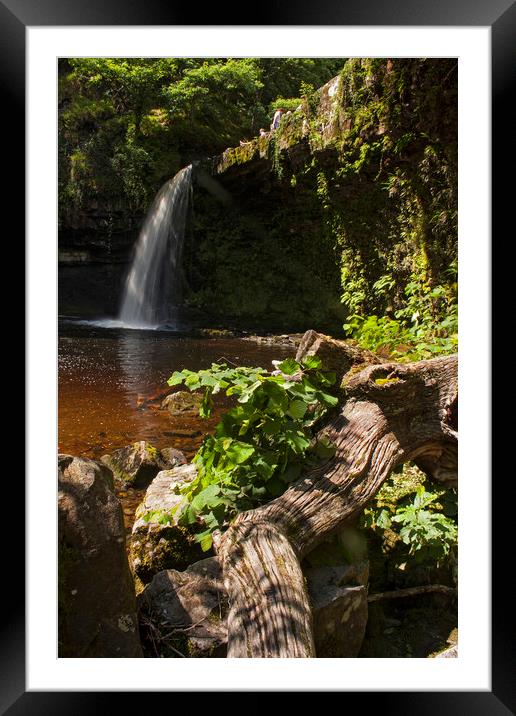 Scwd Gwladys Waterfall Framed Mounted Print by Jenny Hibbert
