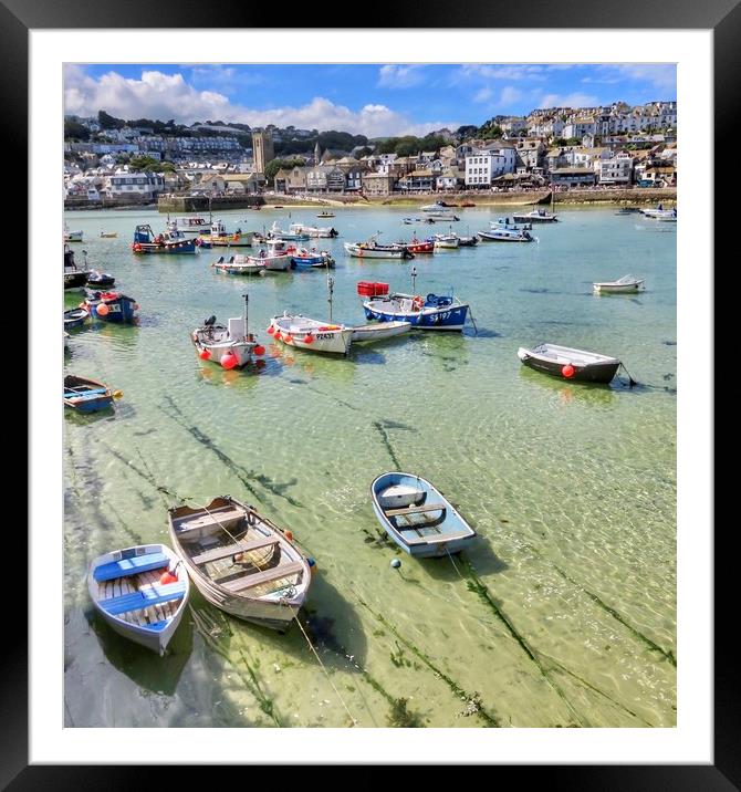 Majestic Boats in St Ives Harbour Framed Mounted Print by Beryl Curran