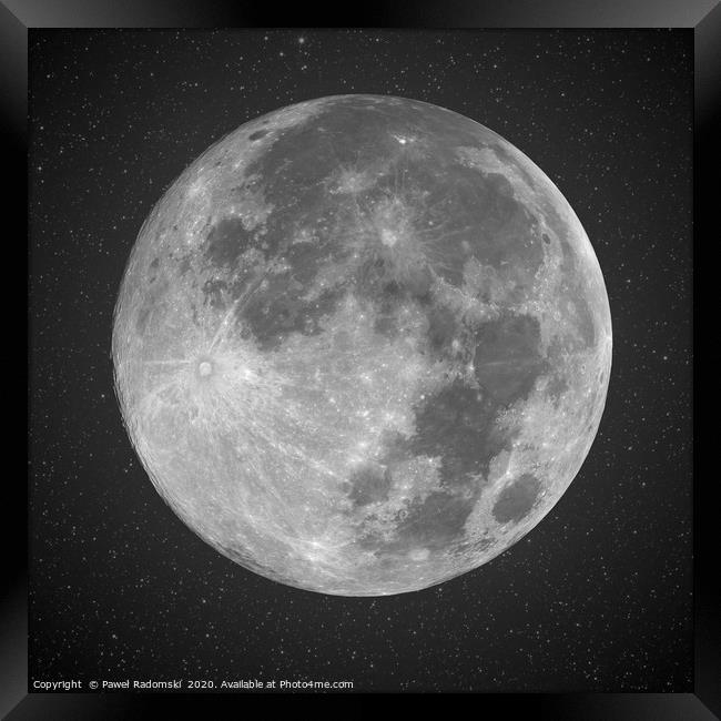 Moon, earth natural satelite in specific phase, gl Framed Print by Paweł Radomski