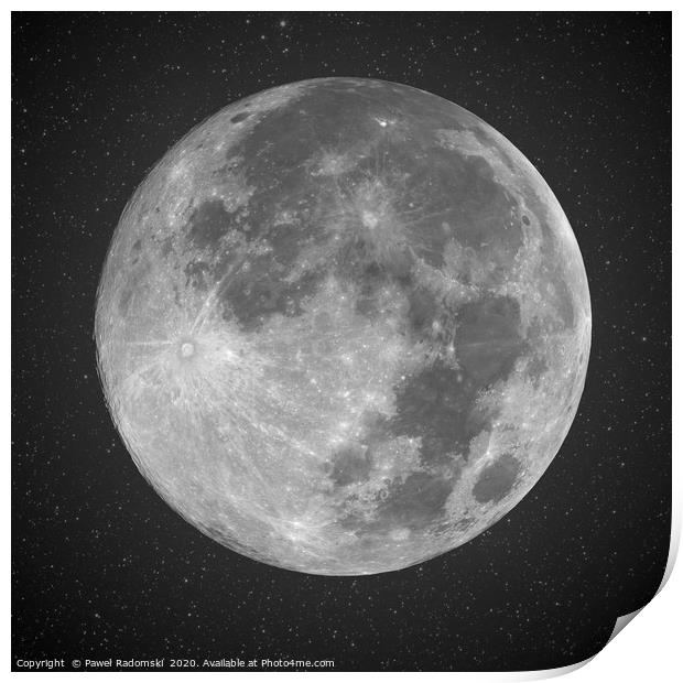 Moon, earth natural satelite in specific phase, gl Print by Paweł Radomski