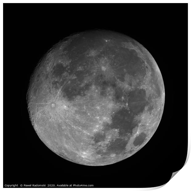 Moon, earth natural satelite in specific phase Print by Paweł Radomski