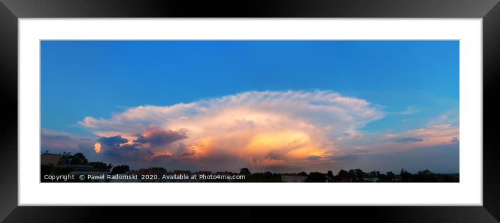 Panorama of huge storm clouds over the city Framed Mounted Print by Paweł Radomski