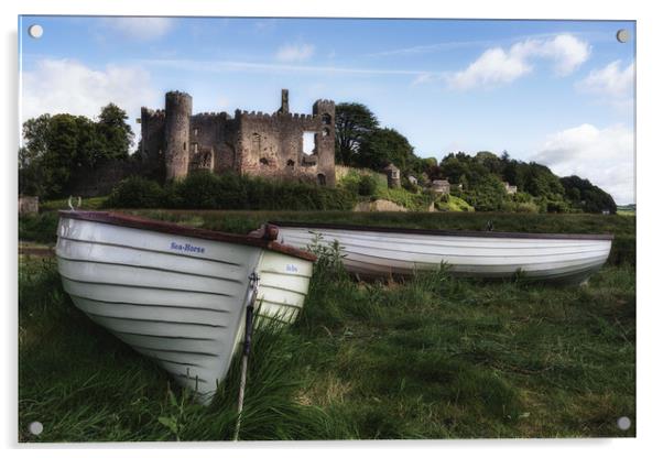 Laugharne Castle Acrylic by Roger Daniel