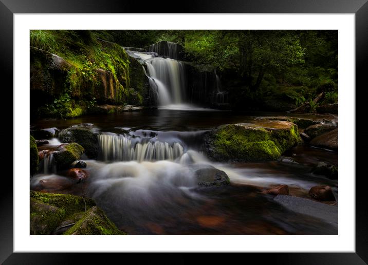 The waterfalls at Blaen y Glyn Framed Mounted Print by Leighton Collins