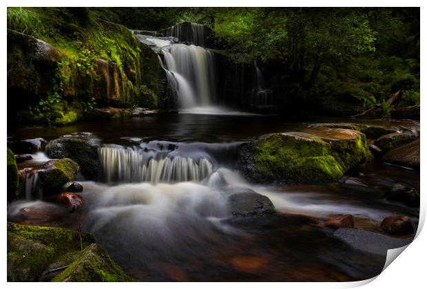 The waterfalls at Blaen y Glyn Print by Leighton Collins