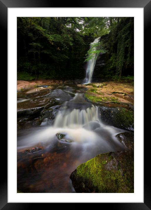 Blaen y Glyn waterfalls Framed Mounted Print by Leighton Collins