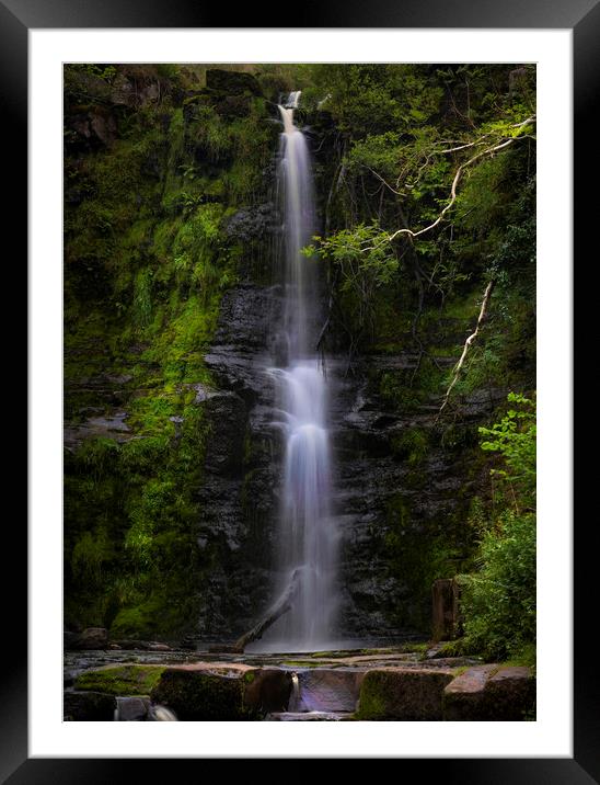The tallest waterfall at Blaen y Glyn  Framed Mounted Print by Leighton Collins