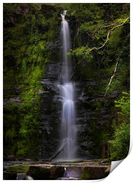 The tallest waterfall at Blaen y Glyn  Print by Leighton Collins