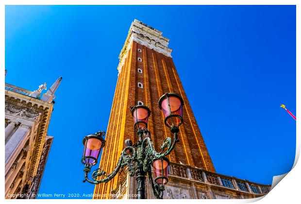 Campanile Bell Tower Saint Mark's Square Piazza Ve Print by William Perry