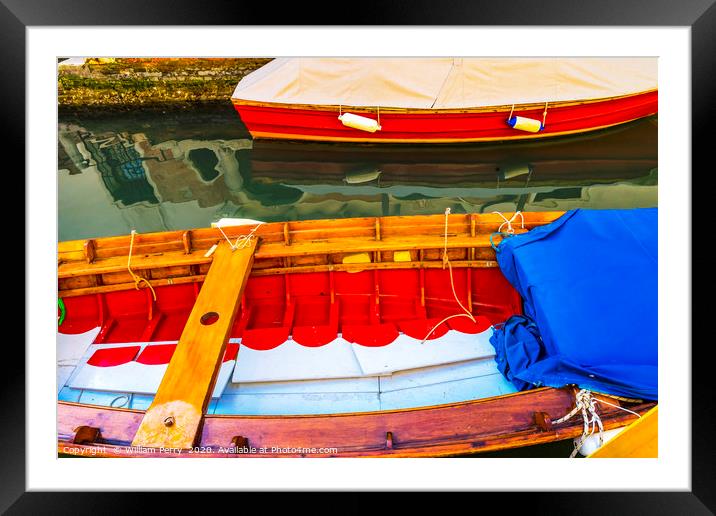 Colorful Boats Canal Venice Italy Framed Mounted Print by William Perry