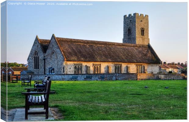 Pakefield All Saint's and St Margarets Church Canvas Print by Diana Mower