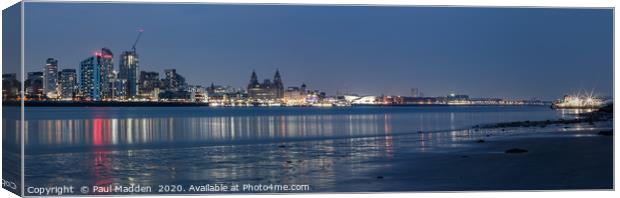Liverpool Waterfront from the shore Canvas Print by Paul Madden