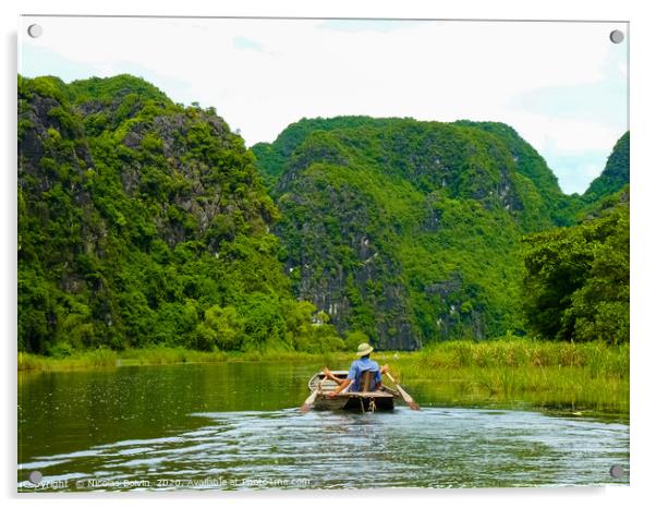Quiet Ride On Peaceful Tam Coc River Acrylic by Nicolas Boivin