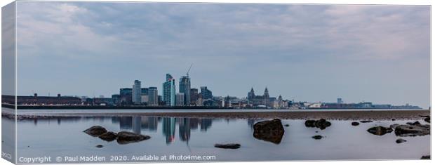 Liverpool waterfront reflections Canvas Print by Paul Madden