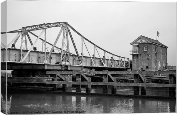 Black and white photo of the Reedham swing bridge Canvas Print by Chris Yaxley