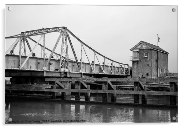 Black and white photo of the Reedham swing bridge Acrylic by Chris Yaxley